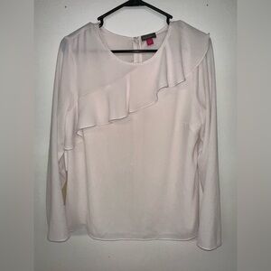 Vince Camuto Women's Top Top Sz‎ S Ruffled Blouse Off White/Light Blush